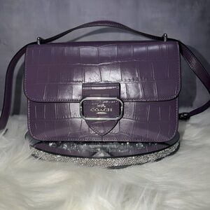 Coach Dark Purple Croc-Embossed Shoulder/crossbody Bag